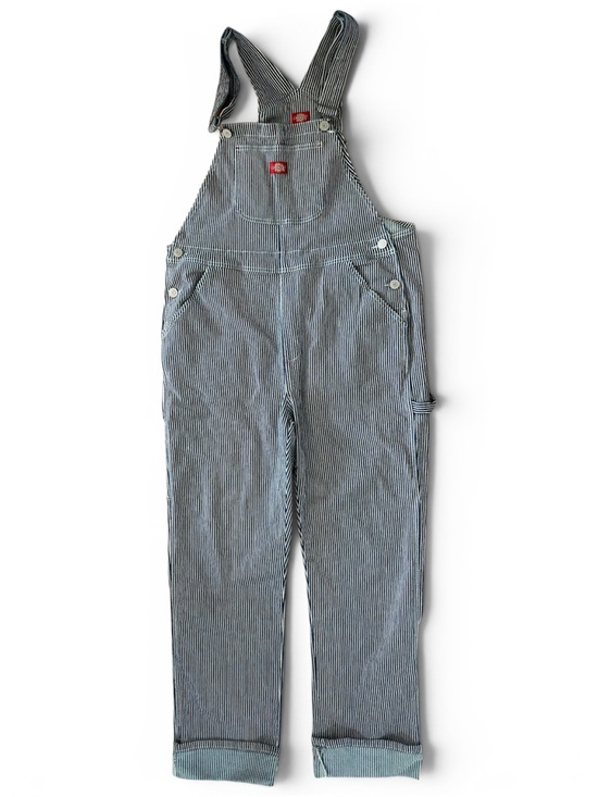 Dickies Pants - Dickies Women's Navy & White Striped Overalls
